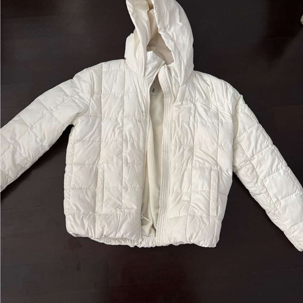 Girls White Quilted puffer Hooded Jacket Amercrombie Kids 13/14